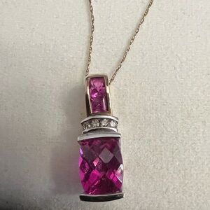 Elegant Pink Sapphire Pendant Necklace